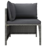 Modulares Ecksofa mit Kissen Grau Poly Rattan – Bild 3
