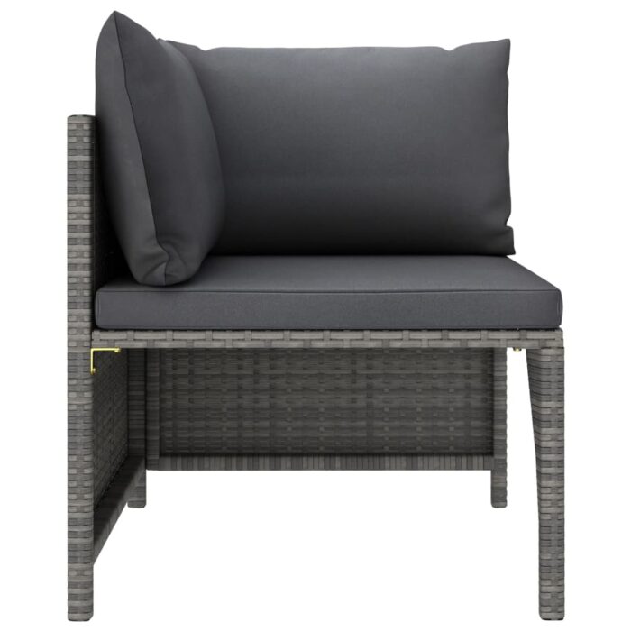 Modulares Ecksofa mit Kissen Grau Poly Rattan – Bild 3