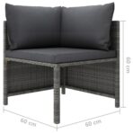 Modulares Ecksofa mit Kissen Grau Poly Rattan – Bild 5