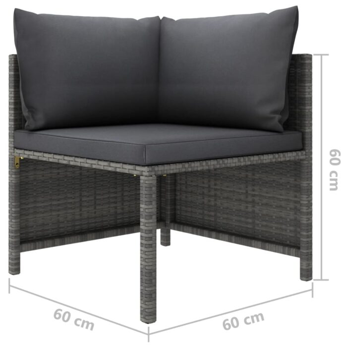 Modulares Ecksofa mit Kissen Grau Poly Rattan – Bild 5