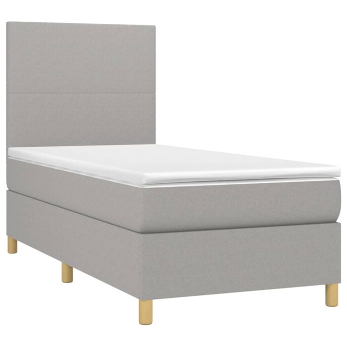 Boxspringbett mit Matratze & LED Hellgrau 80x200 cm Stoff – Bild 3