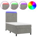 Boxspringbett mit Matratze & LED Hellgrau 80x200 cm Samt – Bild 2