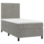 Boxspringbett mit Matratze & LED Hellgrau 80x200 cm Samt – Bild 3