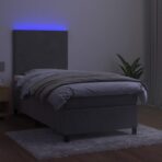 Boxspringbett mit Matratze & LED Hellgrau 80x200 cm Samt – Bild 4