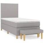 Boxspringbett mit Matratze Hellgrau 80x200 cm Stoff – Bild 2