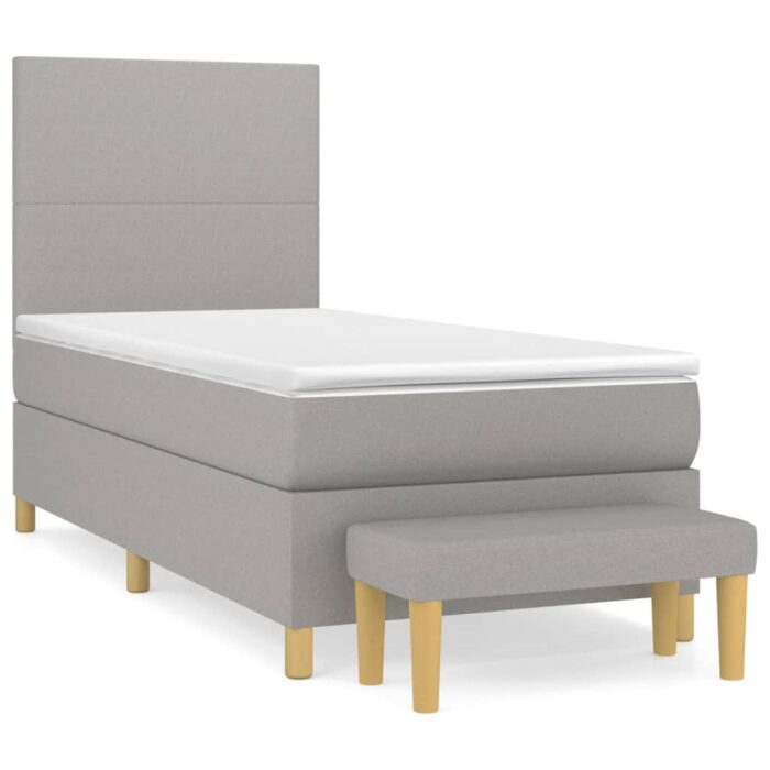 Boxspringbett mit Matratze Hellgrau 80x200 cm Stoff – Bild 2