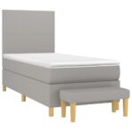 Boxspringbett mit Matratze Hellgrau 80x200 cm Stoff – Bild 3