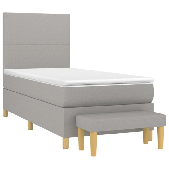 Boxspringbett mit Matratze Hellgrau 80x200 cm Stoff – Bild 3