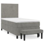 Boxspringbett mit Matratze Hellgrau 80x200 cm Samt – Bild 2