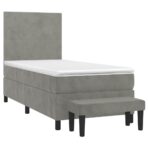 Boxspringbett mit Matratze Hellgrau 80x200 cm Samt – Bild 3