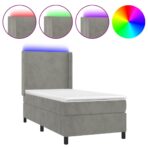 Boxspringbett mit Matratze & LED Hellgrau 80x200 cm Samt – Bild 2