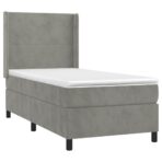Boxspringbett mit Matratze & LED Hellgrau 80x200 cm Samt – Bild 4