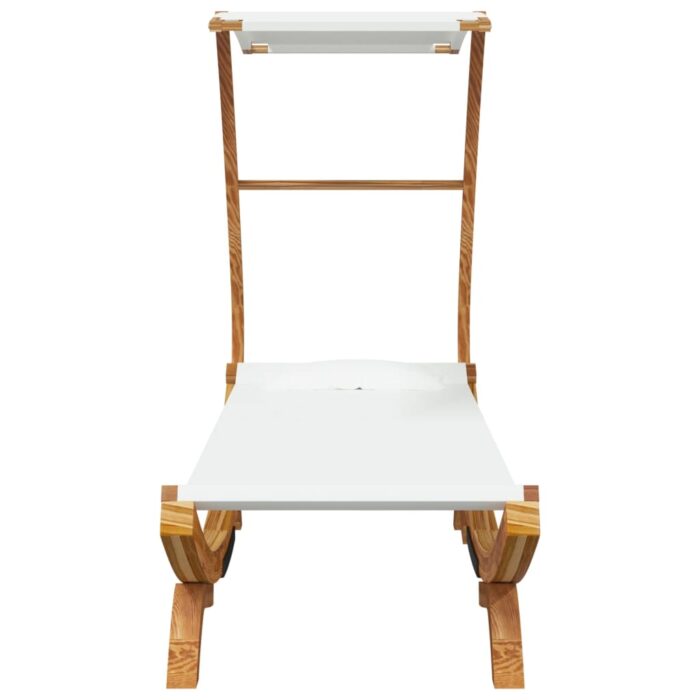 Sonnenliege mit Dach 100x190x134 cm Bugholz Massiv Creme – Bild 3