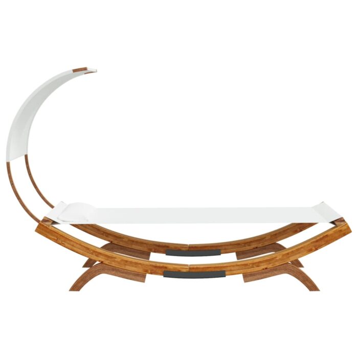 Sonnenliege mit Dach 100x200x126 cm Bugholz Massiv Creme – Bild 4