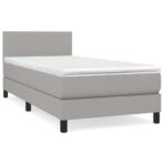 Boxspringbett mit Matratze Hellgrau 80x200 cm Stoff – Bild 2