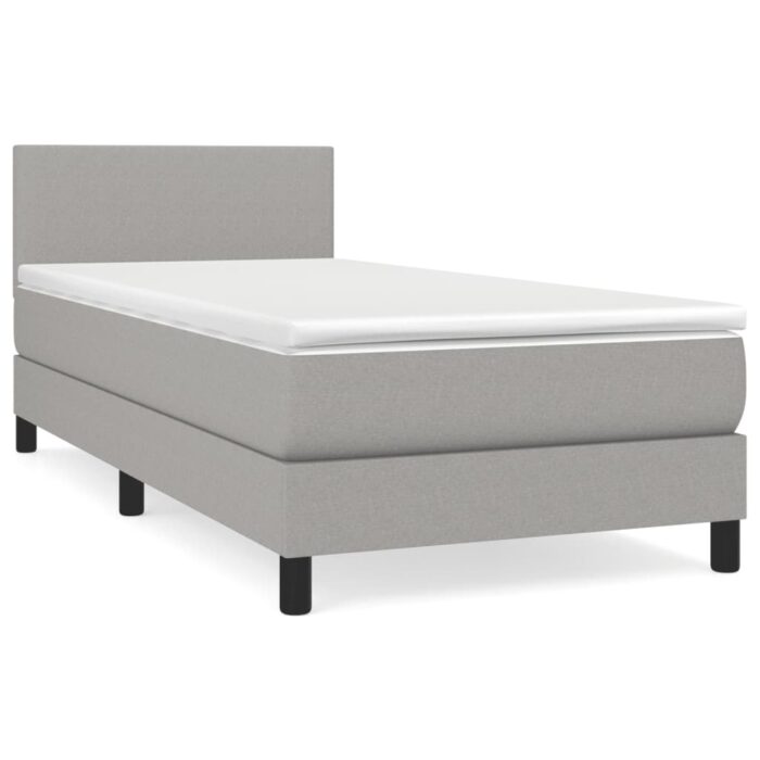 Boxspringbett mit Matratze Hellgrau 80x200 cm Stoff – Bild 2