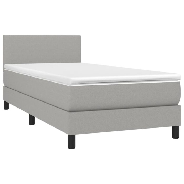 Boxspringbett mit Matratze Hellgrau 80x200 cm Stoff – Bild 3