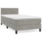 Boxspringbett mit Matratze Hellgrau 80x200 cm Samt – Bild 2