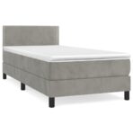 Boxspringbett mit Matratze Hellgrau 80x200 cm Samt – Bild 2
