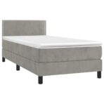 Boxspringbett mit Matratze Hellgrau 80x200 cm Samt – Bild 3
