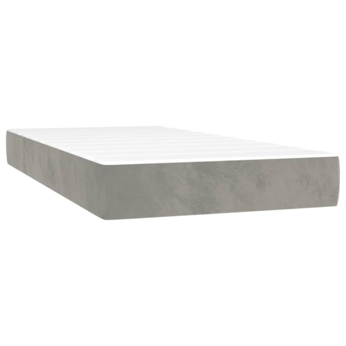 Boxspringbett mit Matratze Hellgrau 80x200 cm Samt – Bild 5