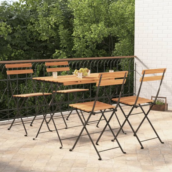 3152098_1.jpg 5-tlg. Bistro-Set Klappbar Massivholz Akazie und Stahl – Bild 1