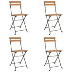 5-tlg. Bistro-Set Klappbar Massivholz Akazie und Stahl – Bild 4