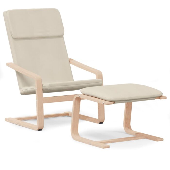 Relaxsessel mit Hocker Creme Stoff – Bild 2
