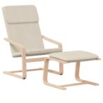 Relaxsessel mit Hocker Creme Stoff – Bild 3