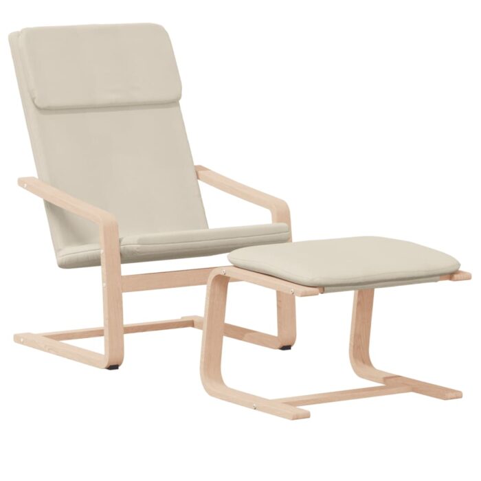 Relaxsessel mit Hocker Creme Stoff – Bild 3
