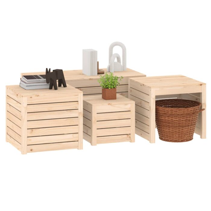 4-tlg. Gartenbox-Set Massivholz Kiefer – Bild 4