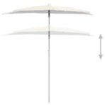 Halb-Sonnenschirm mit Mast 180x90 cm Sandfarbe – Bild 4