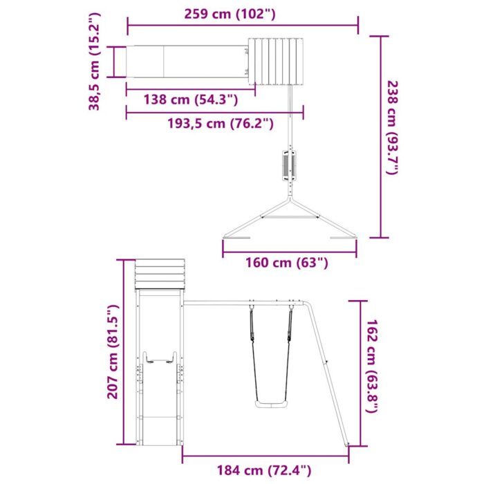 Spielturm Massivholz Kiefer – Bild 11