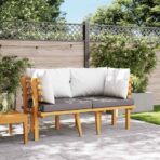 2-Sitzer-Gartensofa mit Kissen Massivholz Akazie – Bild 3