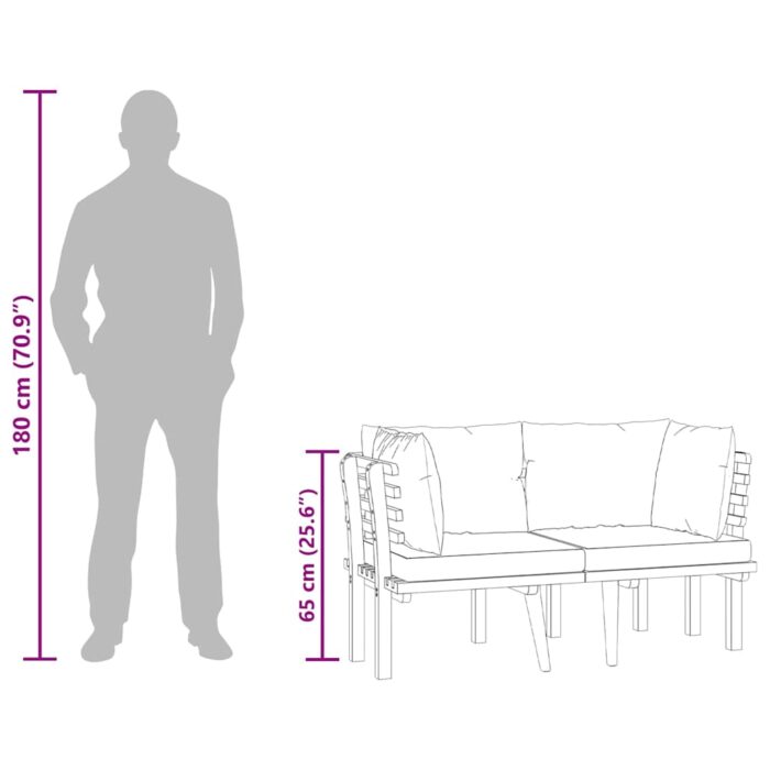2-Sitzer-Gartensofa mit Kissen Massivholz Akazie – Bild 9