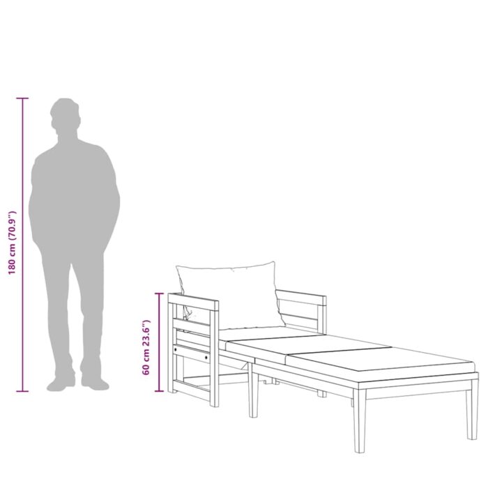 Sonnenliege mit Cremeweissen Kissen Massivholz Akazie – Bild 12