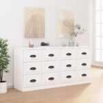 Sideboards 2 Stk. Weiss Holzwerkstoff