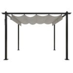 Pavillon mit Ausziehbarem Dach 3x3 m Creme – Bild 3