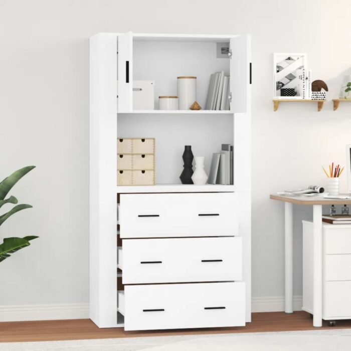 Highboard Weiss Holzwerkstoff – Bild 3