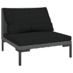 Gartensofa mit Kissen Halbrundes Poly Rattan – Bild 2