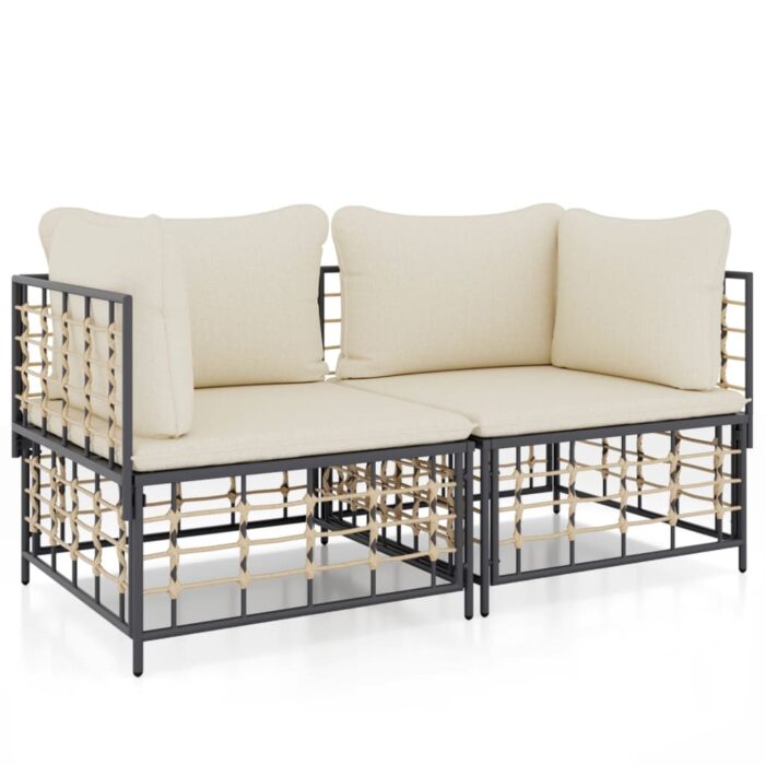Ecksofas mit Kissen 2 Stk. Modular Poly Rattan – Bild 2