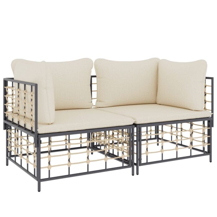 Ecksofas mit Kissen 2 Stk. Modular Poly Rattan – Bild 3