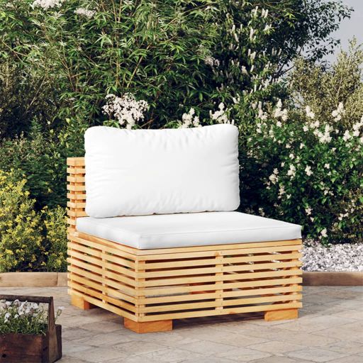 319156_1.jpg Garten-Mittelsofa mit Creme Kissen Massivholz Teak – Bild 1