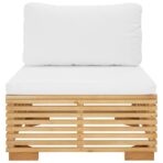 Garten-Mittelsofa mit Creme Kissen Massivholz Teak – Bild 3