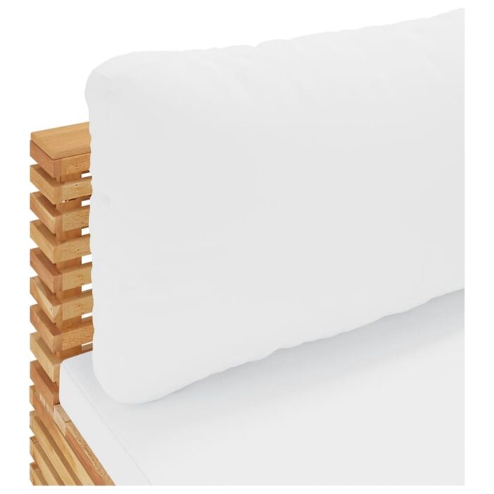Garten-Mittelsofa mit Creme Kissen Massivholz Teak – Bild 5