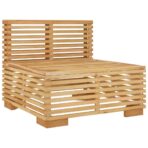 Garten-Mittelsofa mit Creme Kissen Massivholz Teak – Bild 6