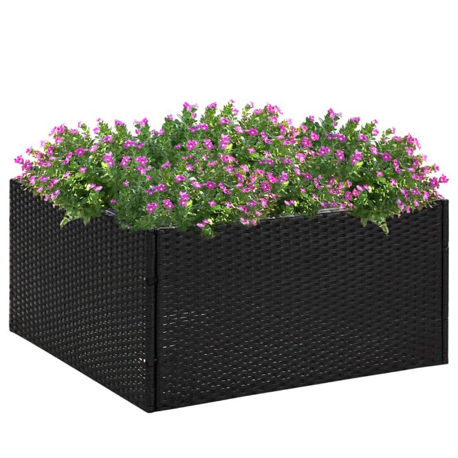 319171_1.jpg Pflanzkübel Schwarz 80x80x40 cm Poly Rattan – Bild 1