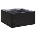 Pflanzkübel Schwarz 80x80x40 cm Poly Rattan – Bild 2