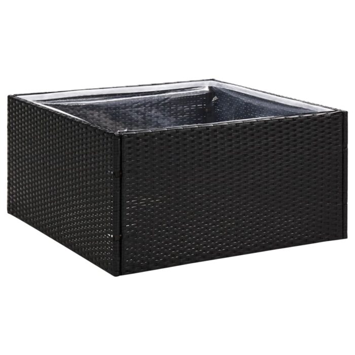 Pflanzkübel Schwarz 80x80x40 cm Poly Rattan – Bild 2