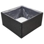 Pflanzkübel Schwarz 80x80x40 cm Poly Rattan – Bild 3